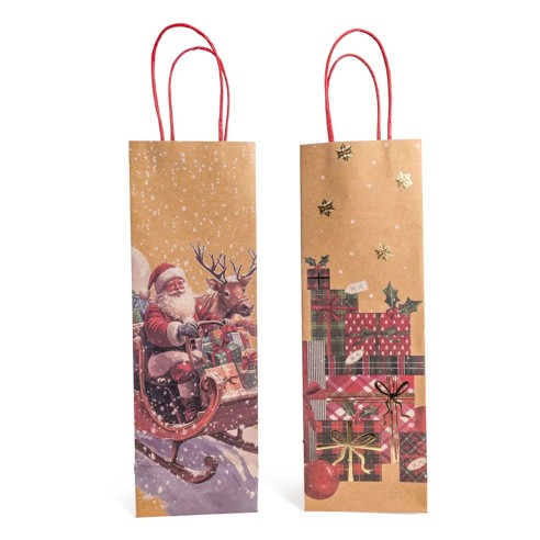Borsa regalo per bottiglia sacchetto Natale in carta H38 cm assortito Mercury 85699