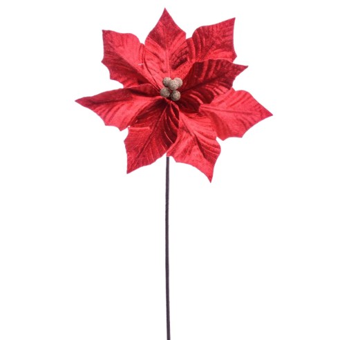 Decorazione per albero di Natale stella di Natale rossa H55 cm Mercury 50731