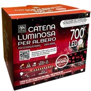 Luci di Natale cavo verde 700 LED micro satinate rosso con memory giochi luce 21 m Mercury 85941