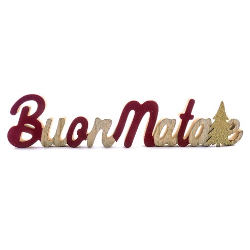 Decorazione natalizia in legno scritta Buon Natale Mercury 75222
