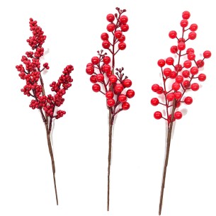 Decorazione per albero di Natale pick bacche rosse H34 cm assortito Mercury 58013