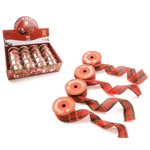 Nastro regalo in tessuto tartan 4x270 cm assortito Mercury 51967