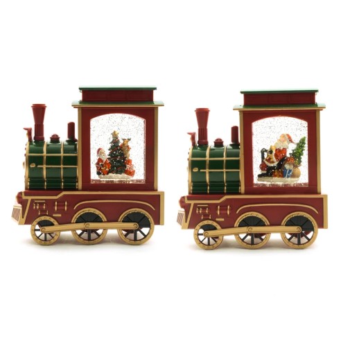 Decorazione natalizia trenino a batteria USB con acqua e luci H21 cm assortito Mercury 90825