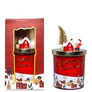 Candela profumata in vetro con coperchio decorato 220g H17 cm Mercury 76154