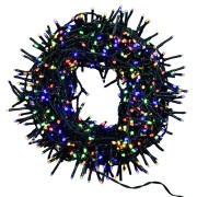 Luci di Natale grappolo cavo verde 1500 LED multicolor con memory giochi luce 30 m 115159 8054650115159