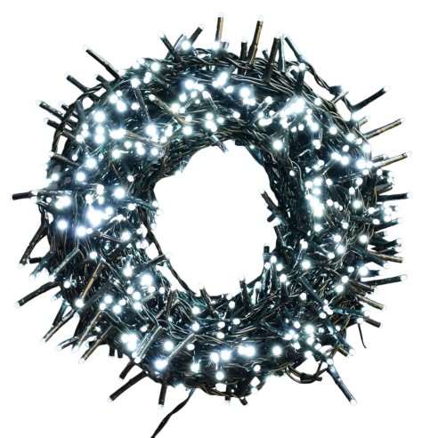 Luci di Natale grappolo cavo verde 1500 LED bianco freddo con memory giochi luce 30 m 114794 8054650114794