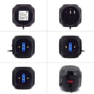 Multipresa a cubo 3 prese e 3 uscite USB nero 2
