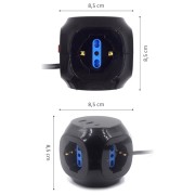 Multipresa a cubo 3 prese e 3 uscite USB nero