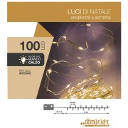 Luci di Natale a batteria cavo metallico 100 nano LED bianco caldo luce fissa 5 m Domus Light 8054650115067