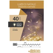 Luci di Natale a batteria cavo metallico 40 nano LED bianco caldo luce fissa 2 m Domus Light 8054650115043