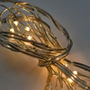 Luci di Natale a batteria cavo metallico 40 nano LED bianco caldo luce fissa 2 m Domus Light 115043 8054650115043