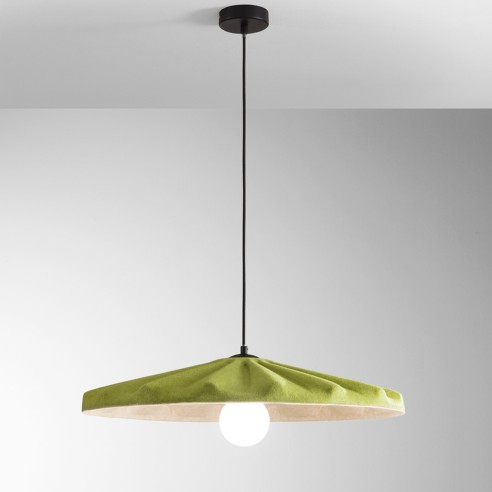 Lampadario sospensione Wimbledon in feltro naturale, eco-friendly verde