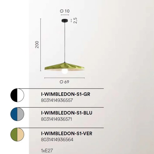 Lampadario sospensione Wimbledon in feltro naturale, eco-friendly