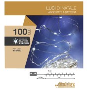 Luci di Natale a batteria cavo metallico 100 nano LED bianco freddo luce fissa 5m 8054650115074