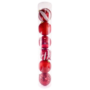 Palline di Natale rosso 19-15 cm confezione da 6 pezzi Domus 8054650114664