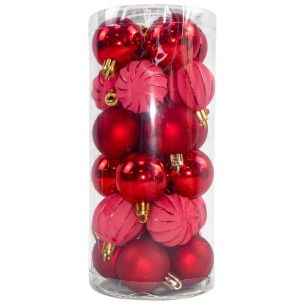 Palline di Natale rosso Ø 4 cm confezione da 24 pezzi Domus 8054650128890
