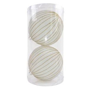 Palline di Natale bianco Ø 15 cm confezione da 2 pezzi Domus ST8742 8054650128821