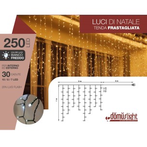Tenda frastagliata stalattite luminosa cavo verde 250 LED bianco naturale flash LED 3x1 m Domus Light 8054615078482 2
