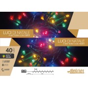 Luci di Natale a batteria con timer cavo verde 40 LED multicolor 8 funzioni 4 m Domus Light 8054615078611