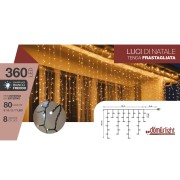 Tenda frastagliata stalattite luminosa cavo verde 360 LED bianco freddo giochi luce 12x0,56 m Domus Light 8054650114848