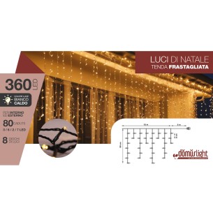 Tenda frastagliata stalattite luminosa cavo verde 360 LED bianco caldo giochi luce 12x0,56 m Domus Light 114831 2