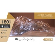 Luci di Natale a batteria con timer cavo trasparente 180 LED bianco ghiaccio 8 funzioni 9 m Domus Light 8054650047030