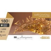 Luci di Natale a batteria con timer cavo trasparente 180 LED bianco caldo 8 funzioni 9 m Domus Light 8054650047061