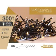 Luci di Natale a batteria con timer cavo verde 300 LED diamond 8 funzioni 15 m Domus Light 8054650047092