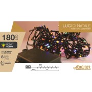 Luci di Natale a batteria con timer cavo verde 180 LED multicolor 8 funzioni 9 m Domus Light 8054650047009