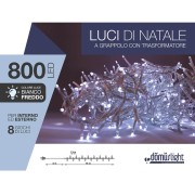 Luci di Natale grappolo cavo trasparente 800 LED bianco freddo 8 funzioni 16 m Domus Light 8054650064730