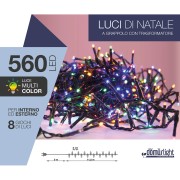 Luci di Natale grappolo cavo verde 560 LED multicolor 8 funzioni 11 m Domus Light 8054650086343