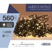 Luci di Natale grappolo cavo verde 560 LED bianco caldo 8 funzioni 11 m Domus Light 8054650086329