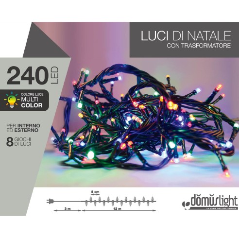 Luci di Natale 240 LED multicolor 8 funzioni 12 m Domus Light 8054615078413