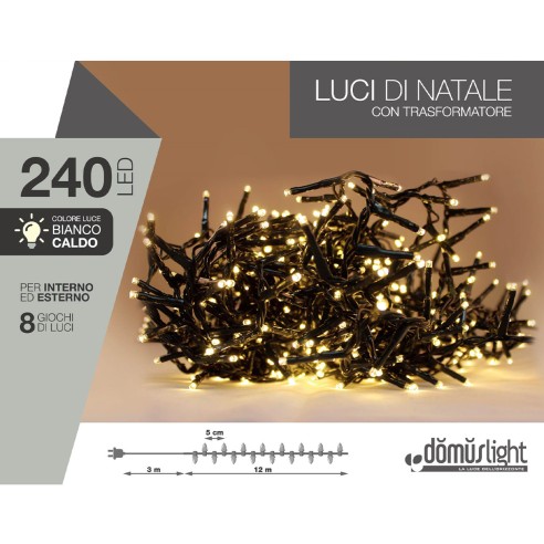 Luci di Natale 240 LED bianco caldo 8 funzioni 12 m Domus Light 8054615078390