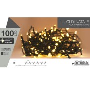 Luci di Natale 100 LED bianco caldo 8 funzioni 5 m Domus Light 8054615078246