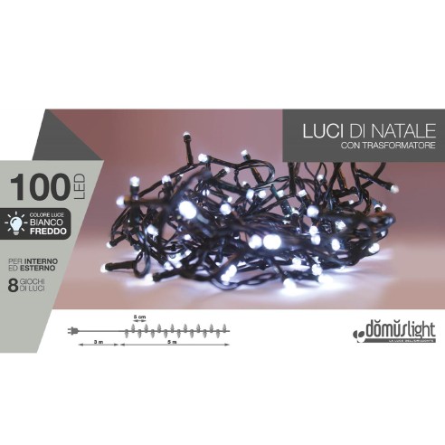 Luci di Natale 100 LED bianco naturale 8 funzioni 5 m Domus Light 8054615078239