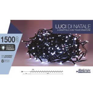 Luci di Natale grappolo cavo verde 1500 LED bianco freddo con memory giochi luce 30 m 114794 8054650114794 2