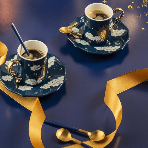 Set 2 tazzine con piattino ceramica Bialetti cielo stellato