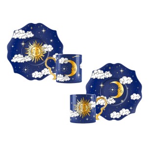 Set 2 tazzine con piattino ceramica Bialetti cielo stellato