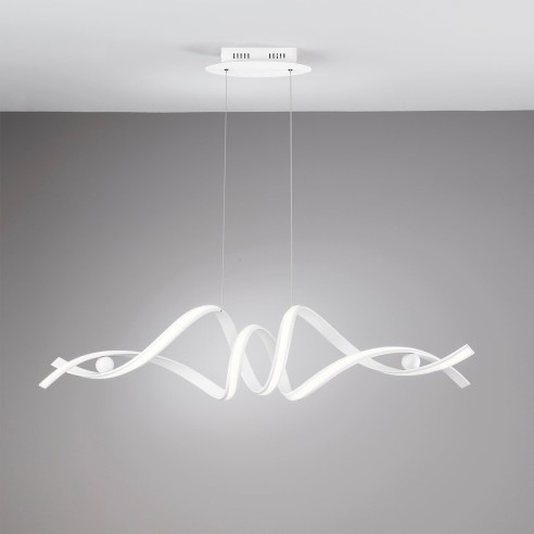 Lampadario sospensione Mystral in alluminio bianco e silicone 60W, 4000K