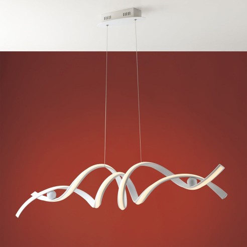 Lampadario sospensione Mystral in alluminio bianco e silicone 60W, 4000K
