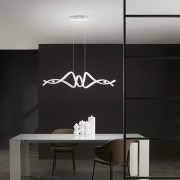 Lampadario sospensione Mystral in alluminio bianco e silicone