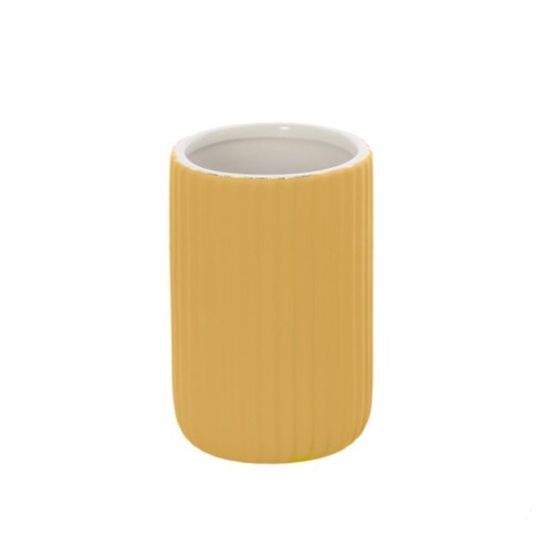Porta spazzolini bagno in ceramica giallo Feridras