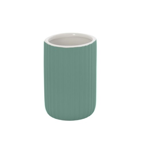 Porta spazzolini bagno in ceramica verde Feridras