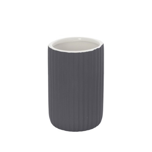 Porta spazzolini bagno in ceramica grigio Feridras