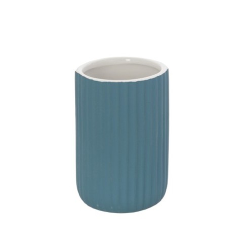 Porta spazzolini bagno in ceramica blu Feridras