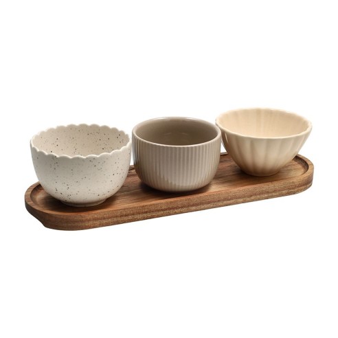 Set 3 ciotole con vassoio ovale 28 cm Tognana Plume