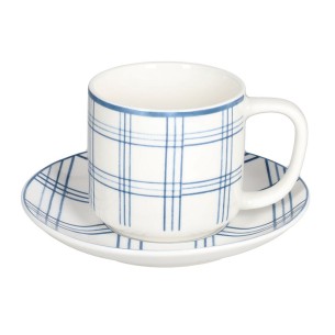 Set 6 tazze The con piatto Tognana Quadro carta da zucchero, azzurro