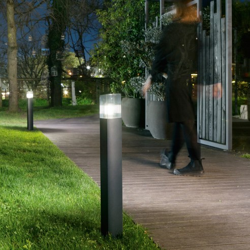 Lampione da giardino Dark antracite, sensore di movimento E27 Intec
