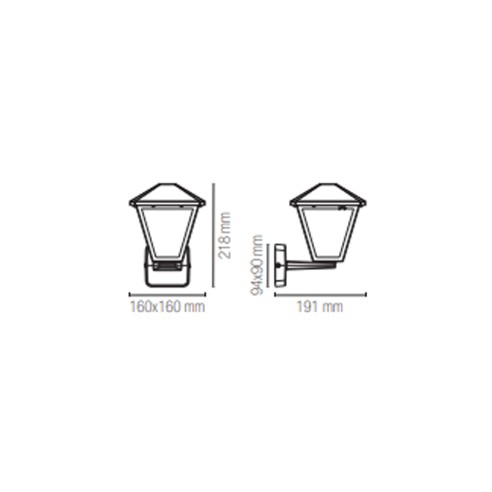 Applique da esterno Prisma Intec in alluminio antracite e vetro dimensioni